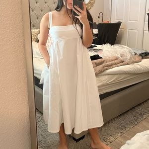 Zara White Midi Voluminous Dress Size XS